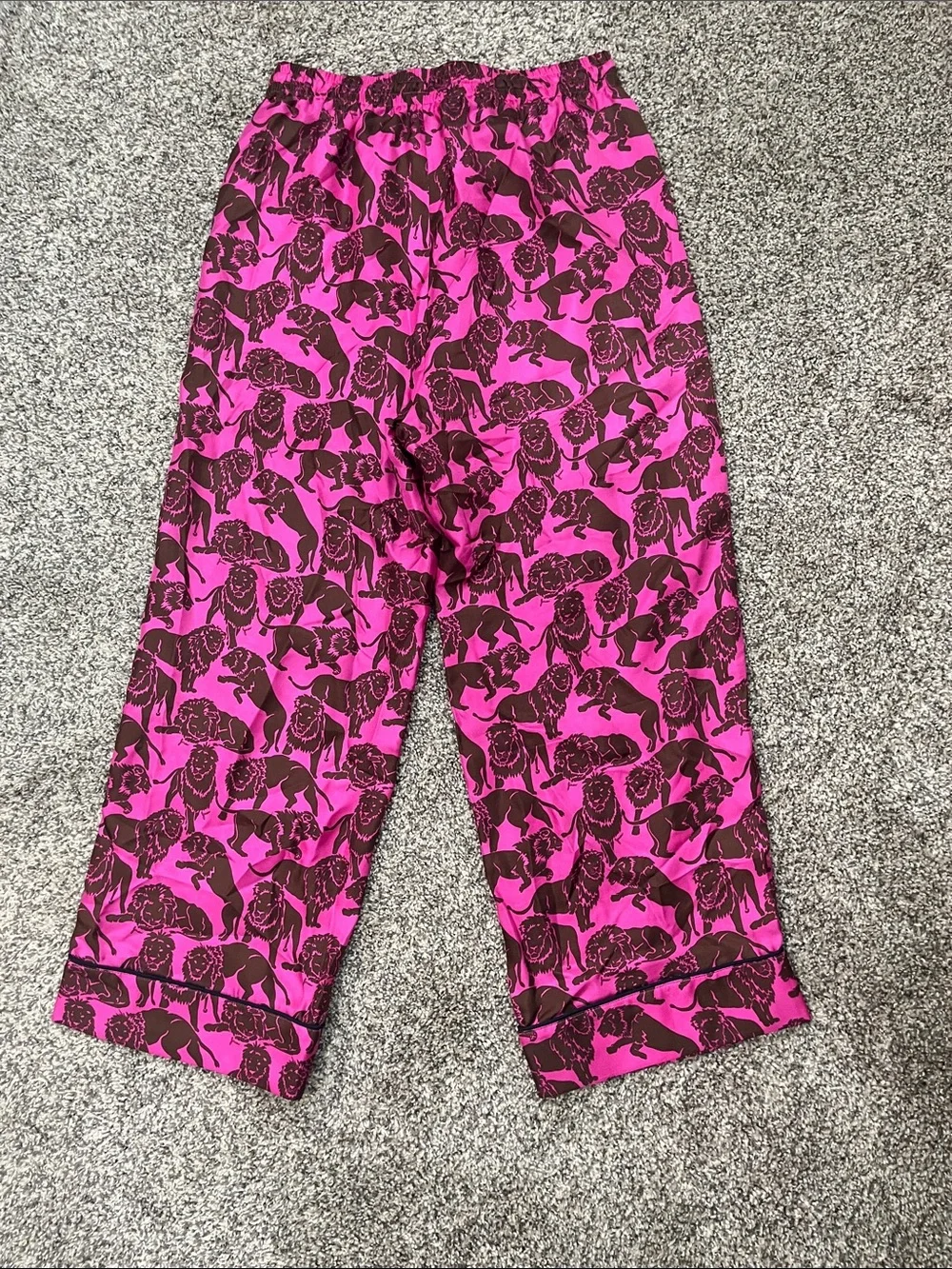 J. Crew Hot Pink and Brown Lion-Print Lounge Pants